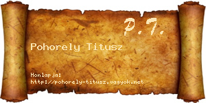 Pohorely Titusz névjegykártya